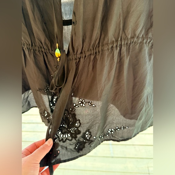 Ralph Lauren 100% Silk Embroidered Boho Tunic Blouse Dress Cover Up Versatile - Picture 5 of 8